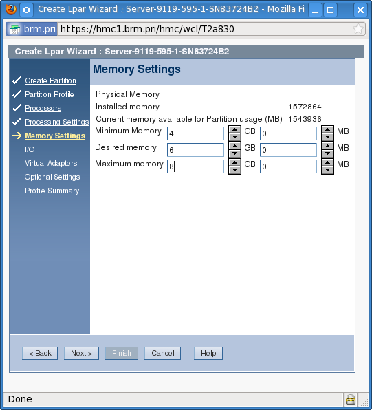 Memory settings