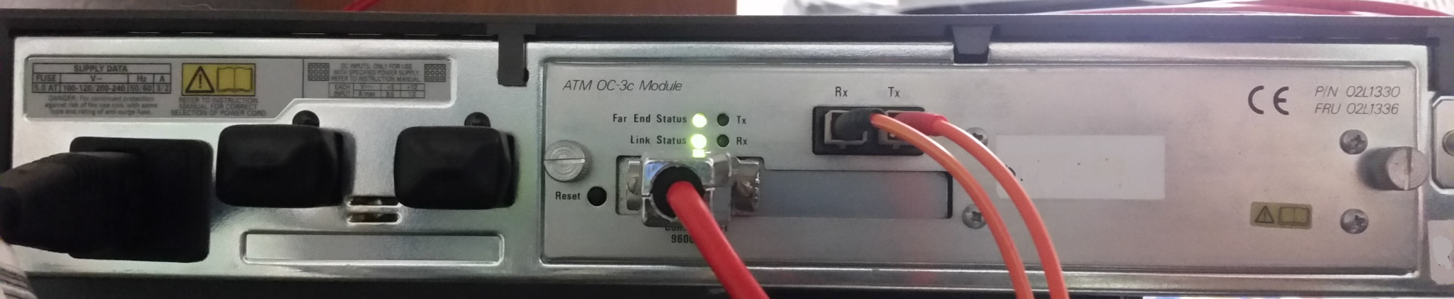 8271 rear showing 155MB/s fibre uplink