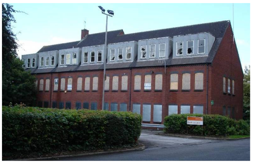 Vandalised rear of building