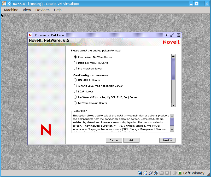 Selecting product options in X-windows install section