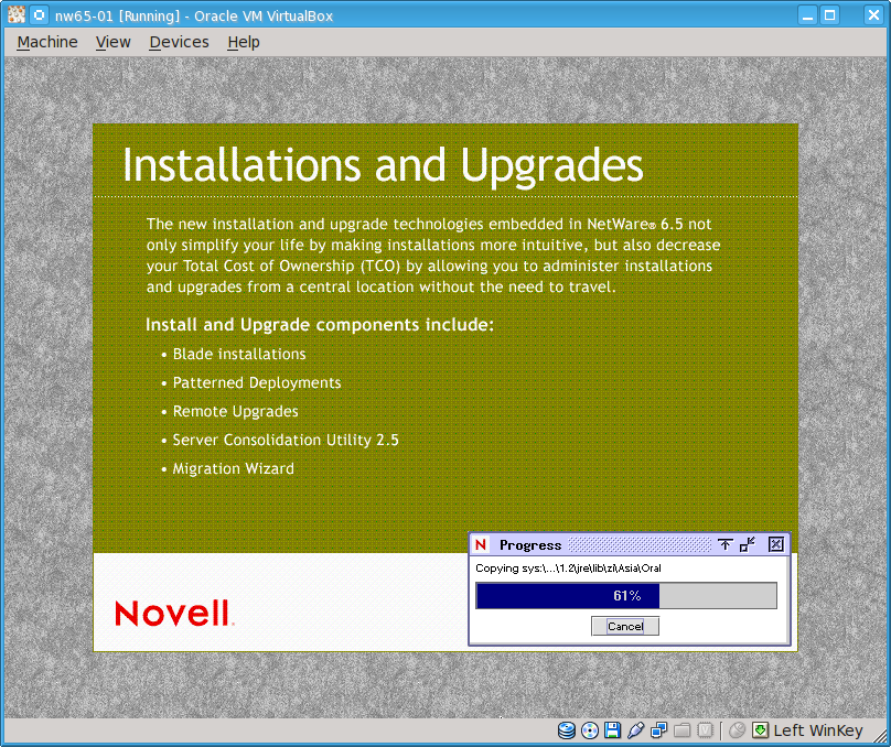 X-windows based install in progress