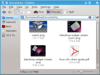 Kde shows you filesizes as well as previews