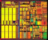 CPU chip or die under a microscope